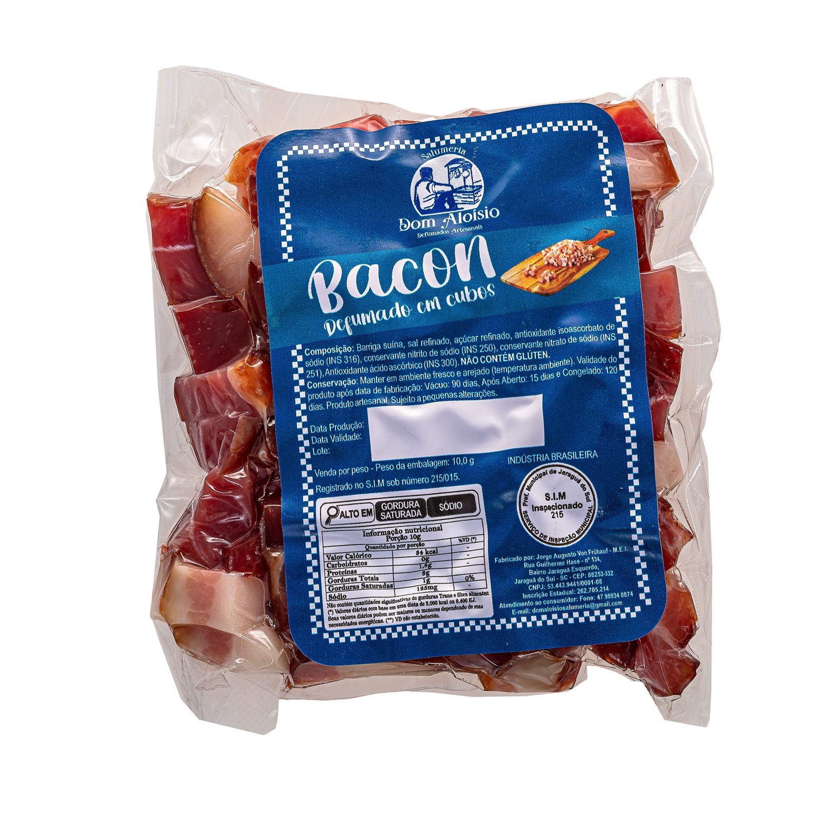 Bacon defumado em cubos artesanal